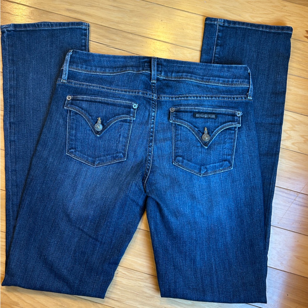 Hudson Mid-Rise Beth Baby Boot Women's Dark Blue Jeans with Back Flap Pockets - Picture 3 of 17